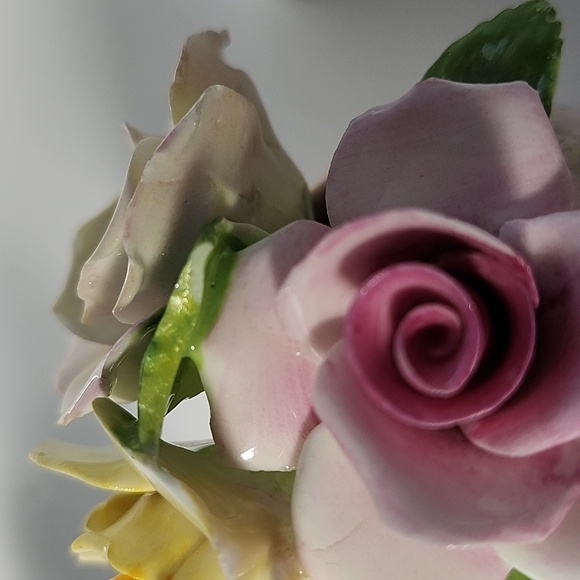 Vintage Floral Porcelain Shoe Figurines And Basket - Picture 5 of 7